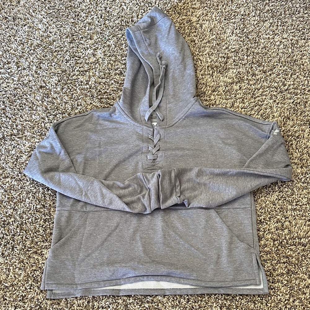 Under Armour Cropped Gray Lace-Up Hoodie